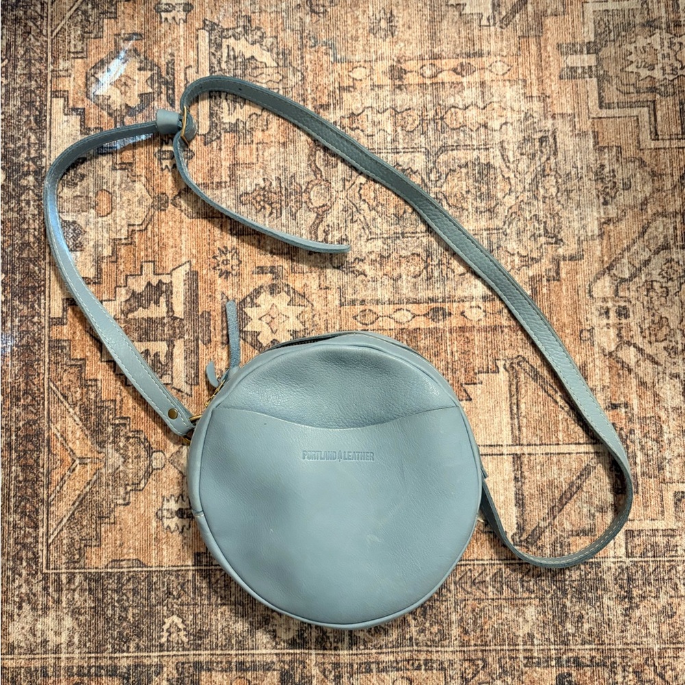 Blue Portland Leather Circular Crossbody Bag